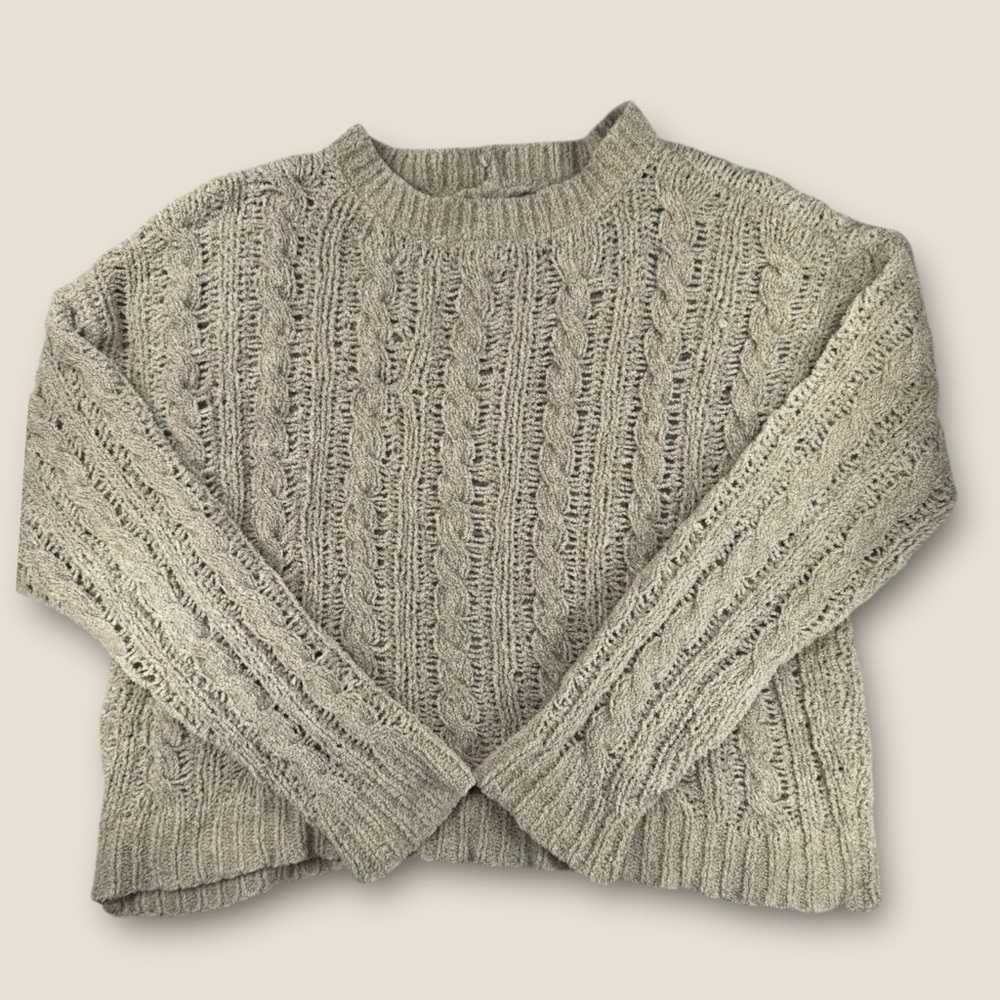 American Eagle Outfitters Beige chenille cable Knit Sweater